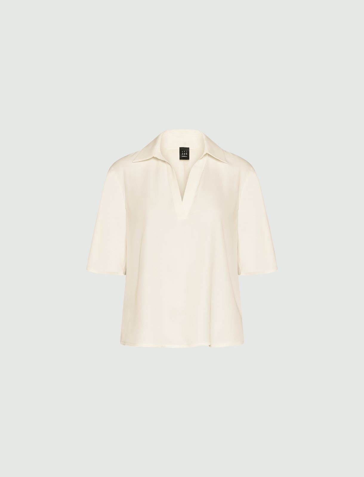 Fluid satin polo shirt - WOOL WHITE - Marella