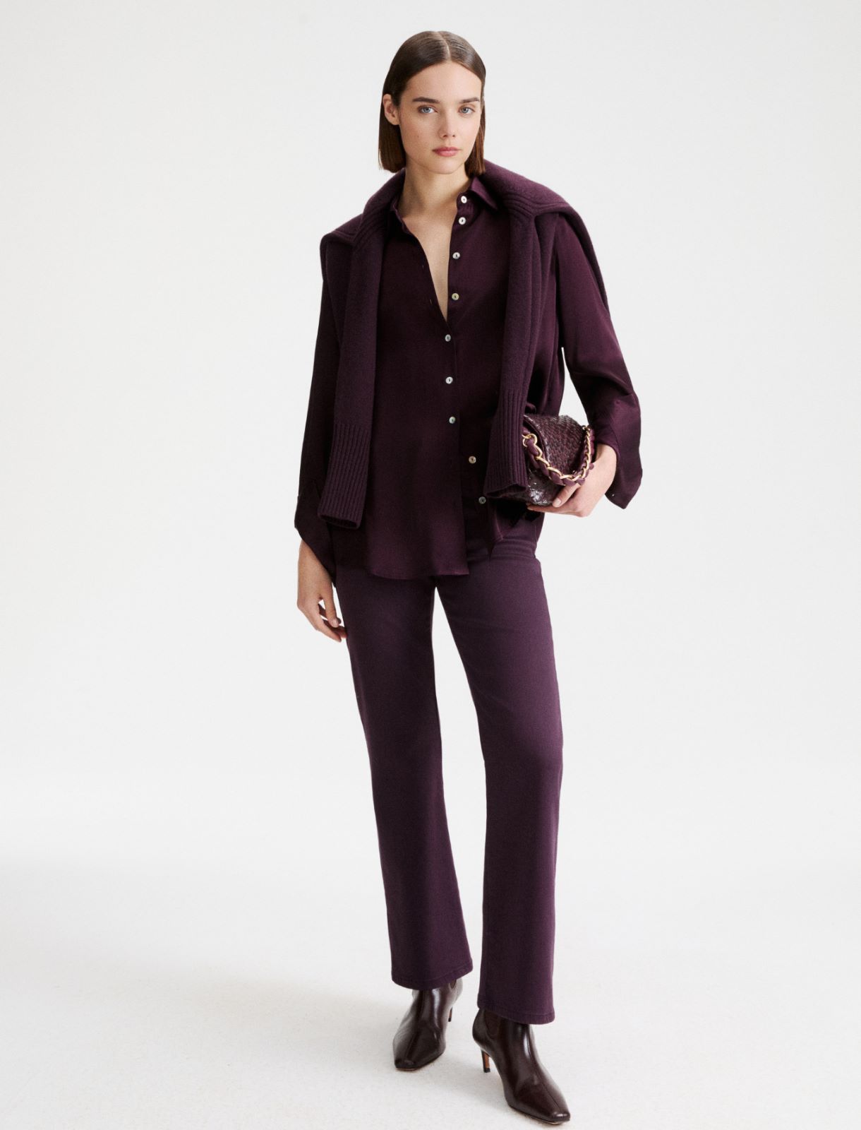 Silk-blend satin shirt - BLACKBERRY - Marella - 2