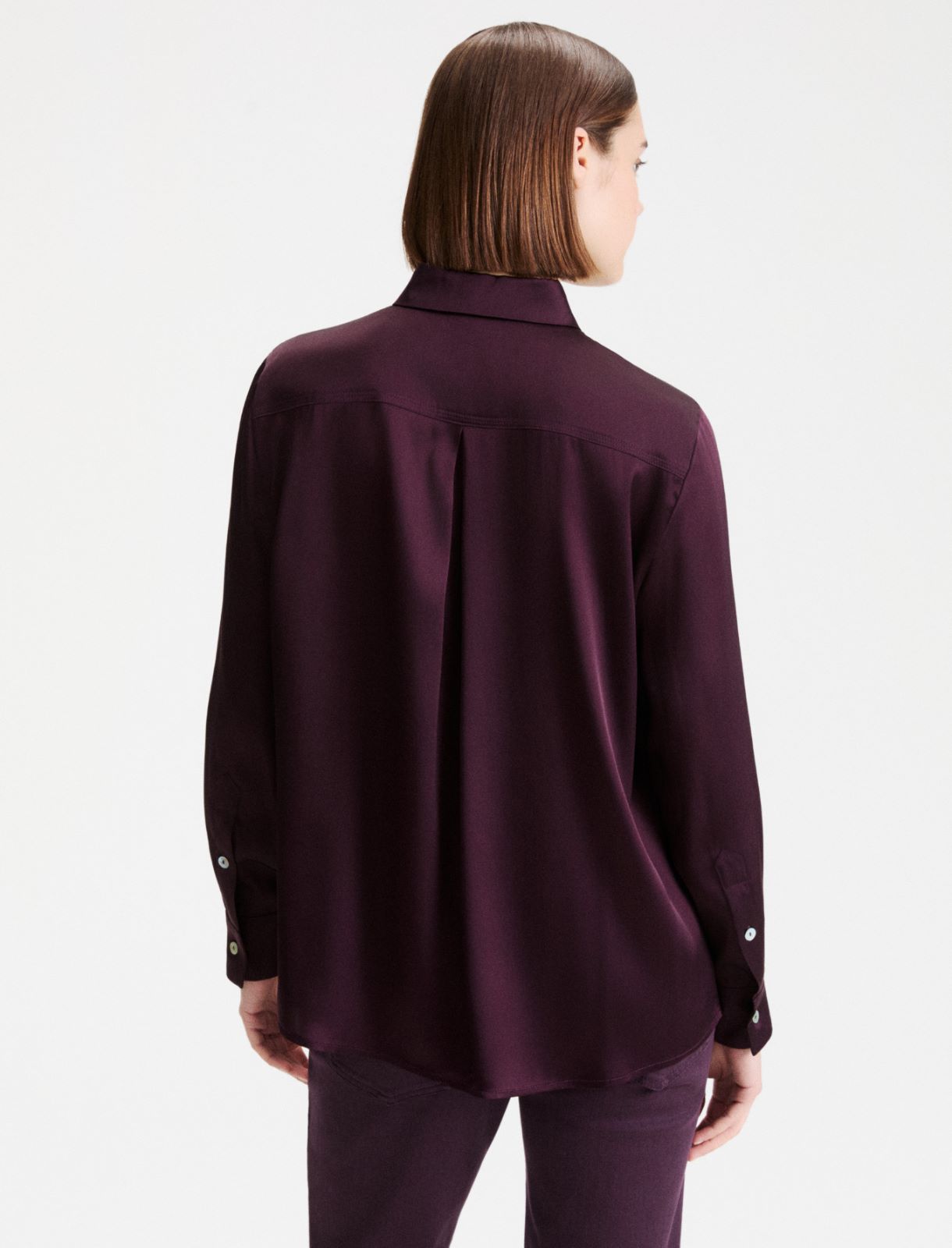 Silk-blend satin shirt - BLACKBERRY - Marella - 3