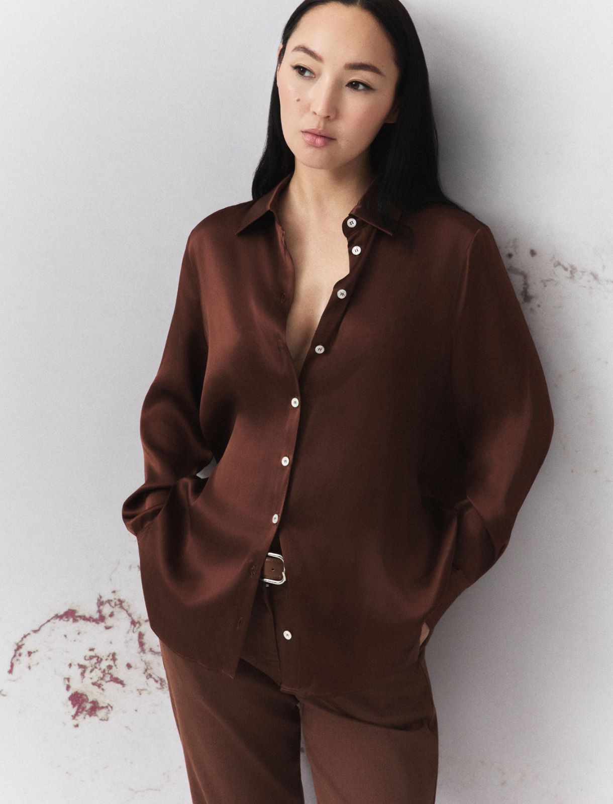 Silk-blend satin shirt - CARAMEL - Marella - 4