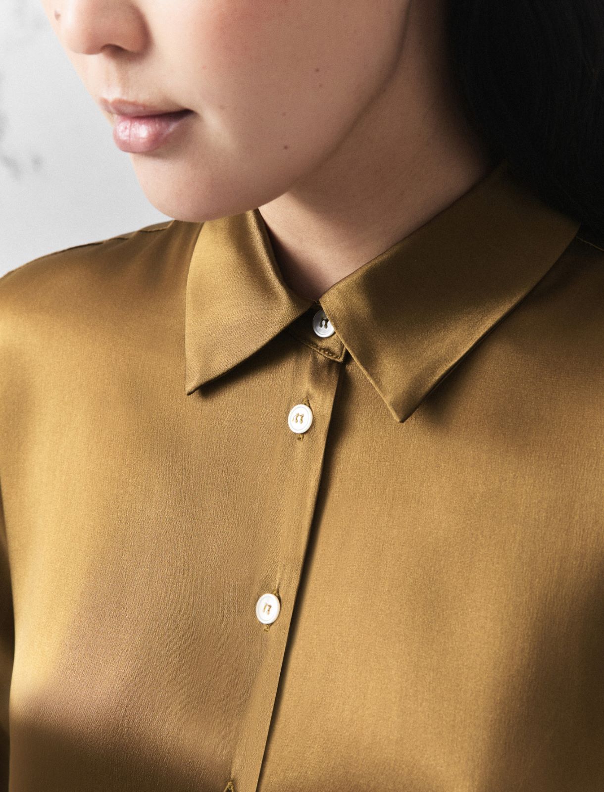 Silk-blend satin shirt - OIL GREEN - Marella - 5