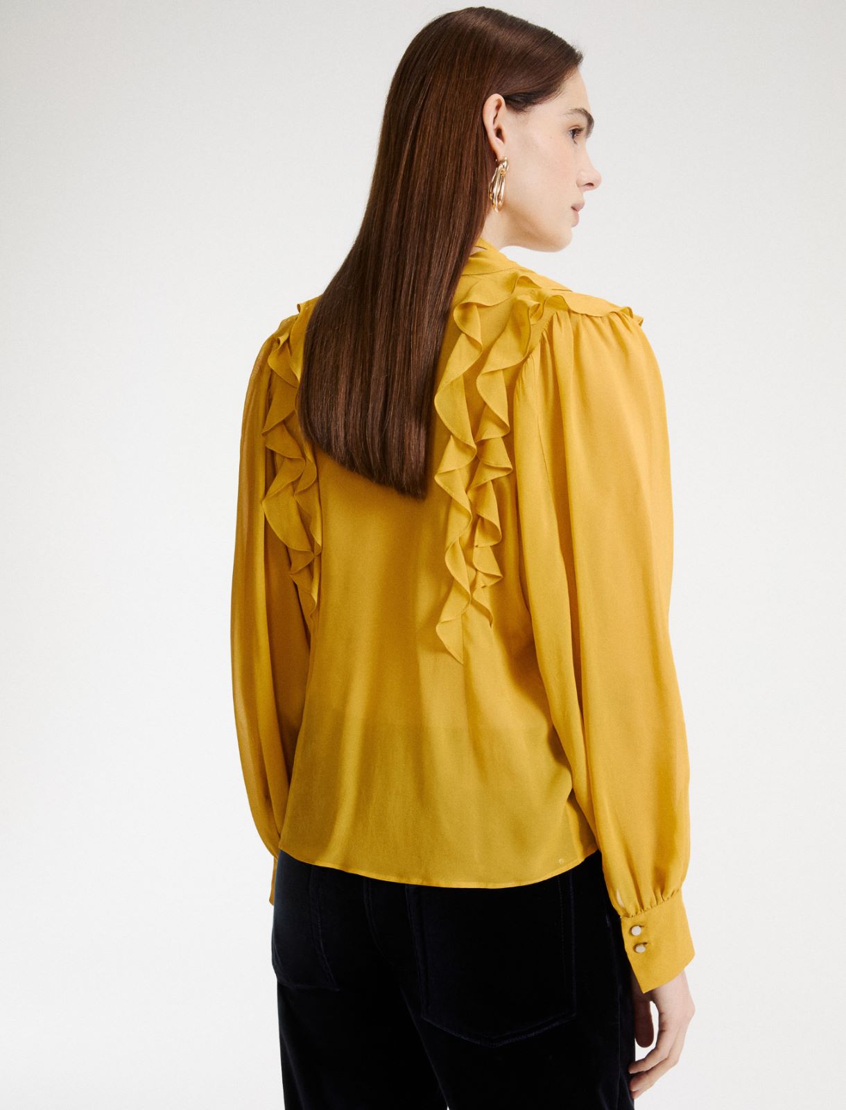 Camicia in georgette con rouche - GIALLO - Marella - 3