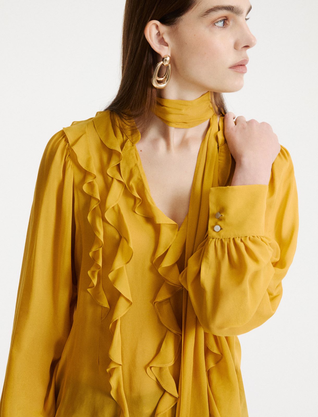 Camicia in georgette con rouche - GIALLO - Marella - 5