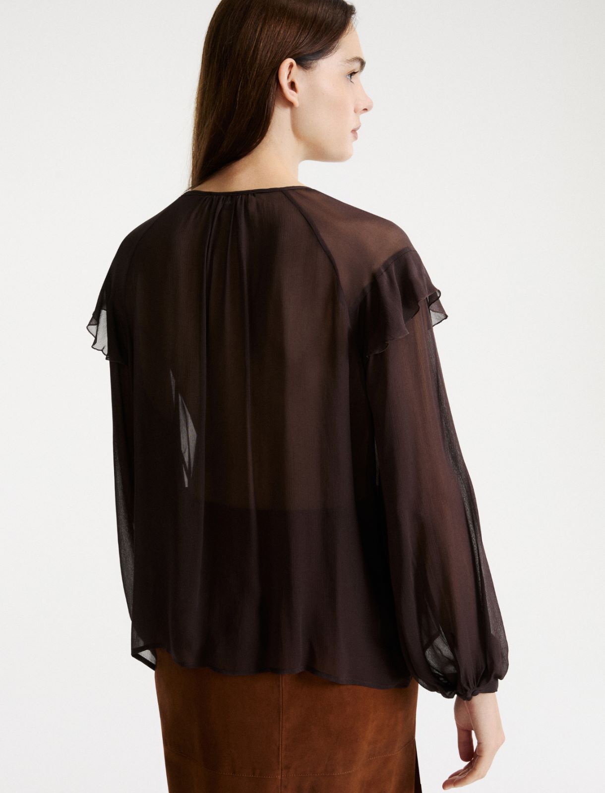 Flounced blouse - BROWN - Marella - 3