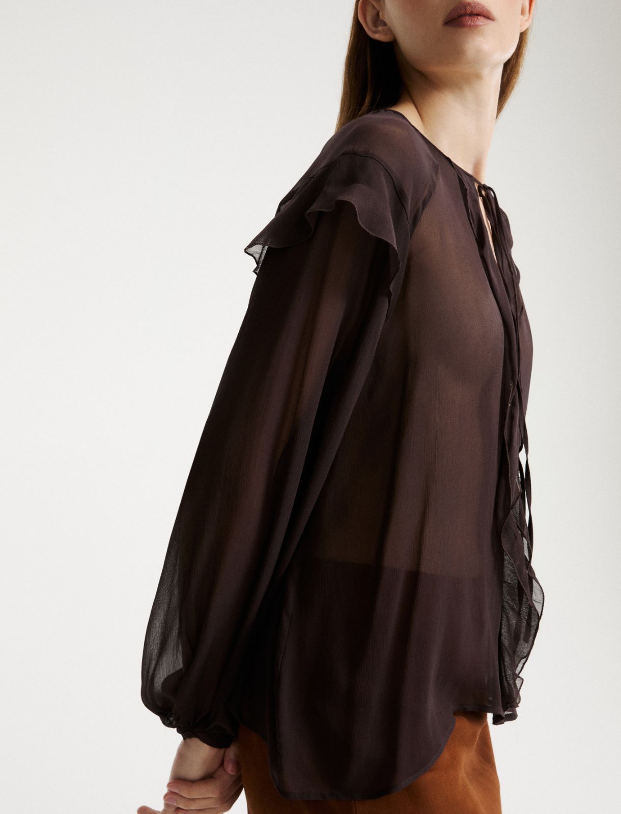 Flounced blouse - BROWN - Marella - 5