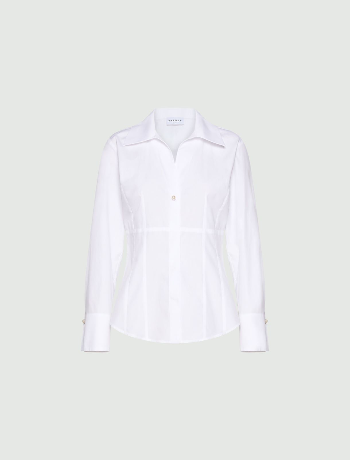 Taillierte Hemdbluse aus Popeline - WEISS - Marella