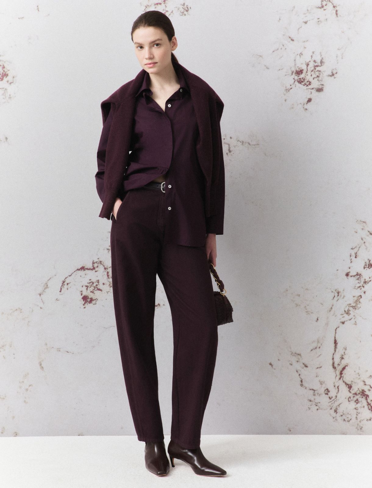 Pure cotton poplin shirt - BLACKBERRY - Marella - 2
