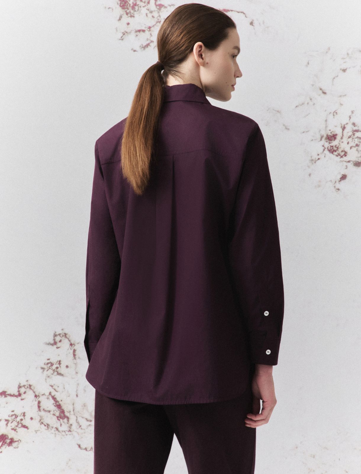 Pure cotton poplin shirt - BLACKBERRY - Marella - 3