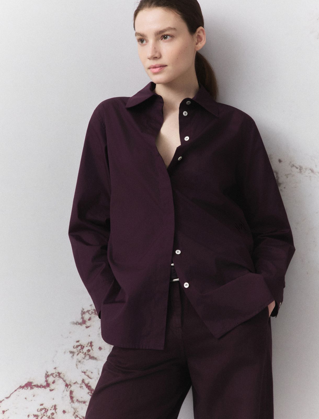 Pure cotton poplin shirt - BLACKBERRY - Marella - 4