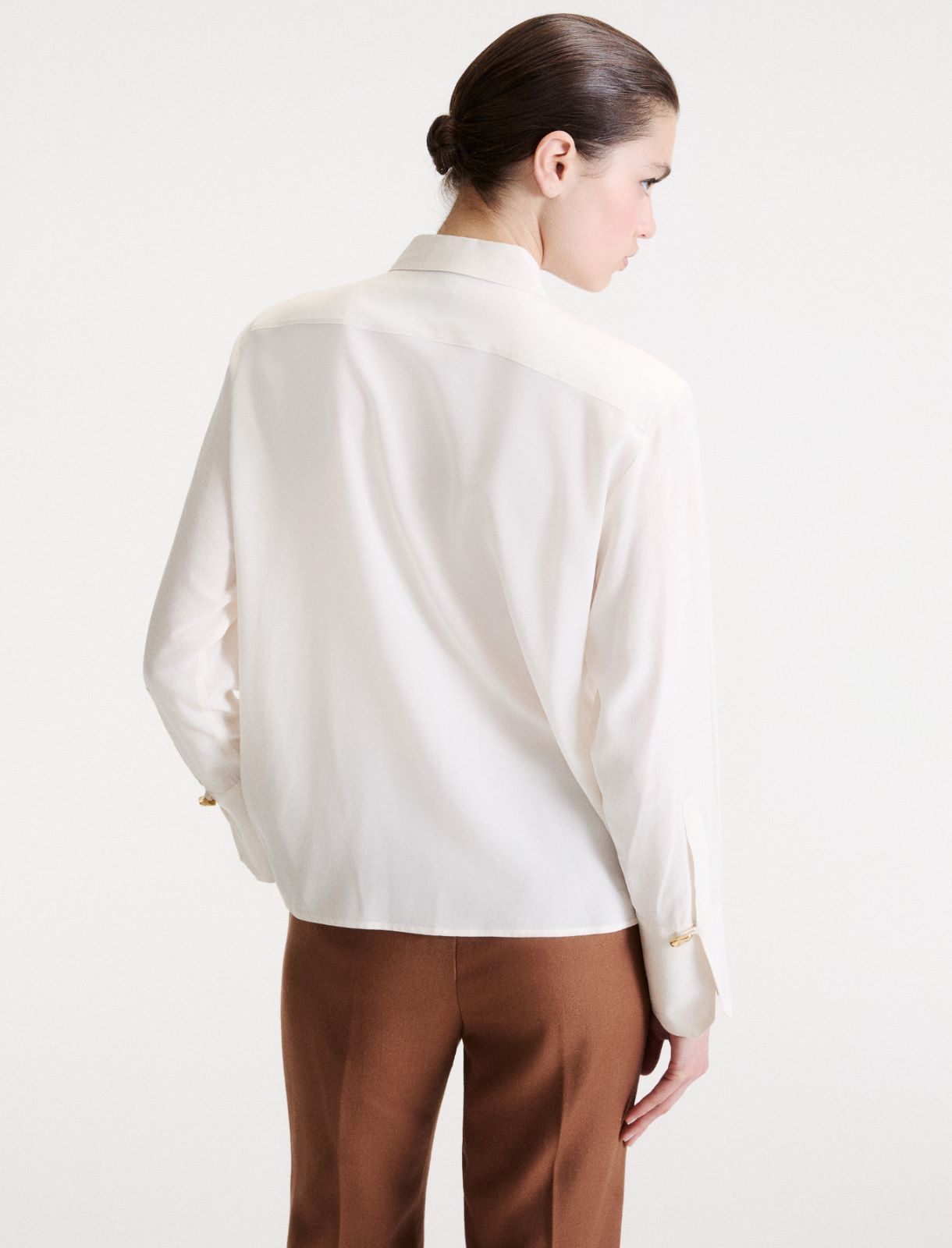 Washed silk shirt - WOOL WHITE - Marella - 3