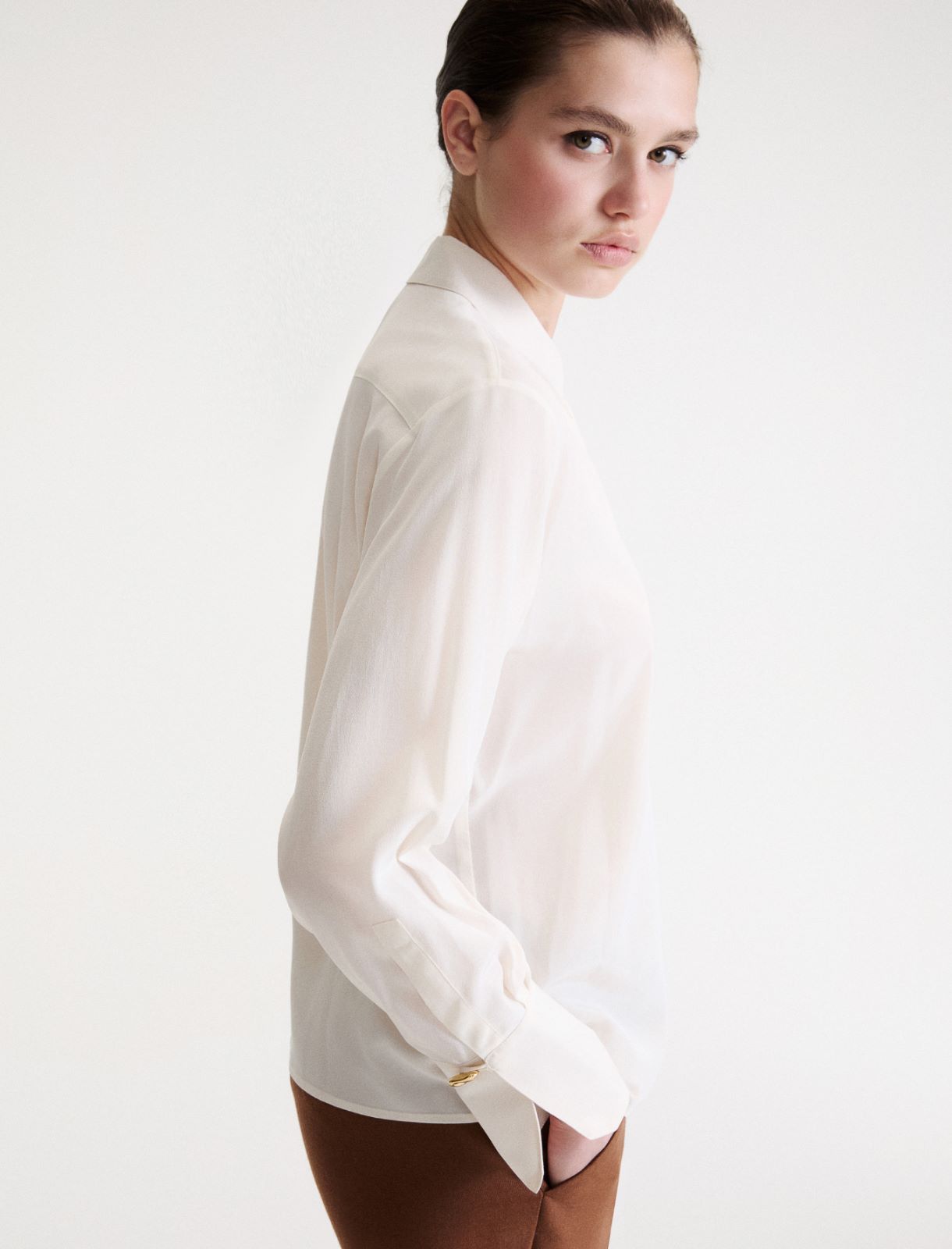 Washed silk shirt - WOOL WHITE - Marella - 5