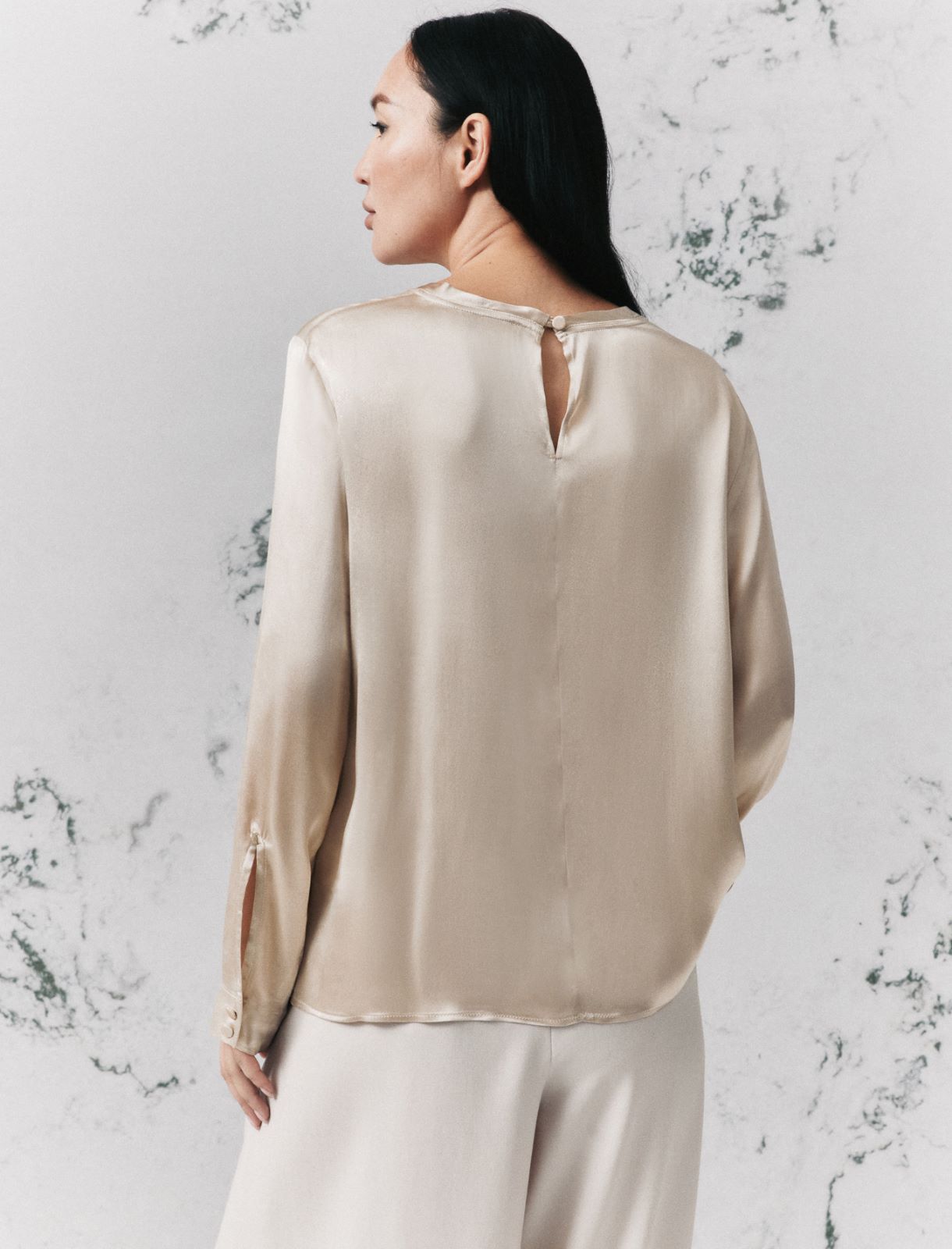 Silk-blend satin blouse - TURTLEDOVE - Marella - 3