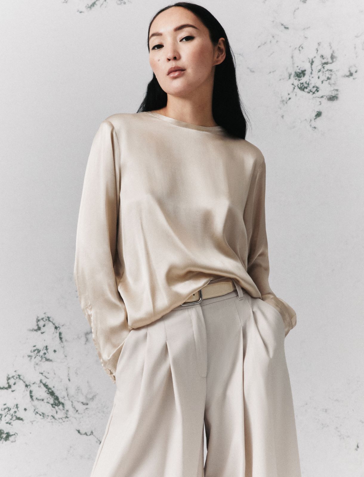 Silk-blend satin blouse - TURTLEDOVE - Marella - 4