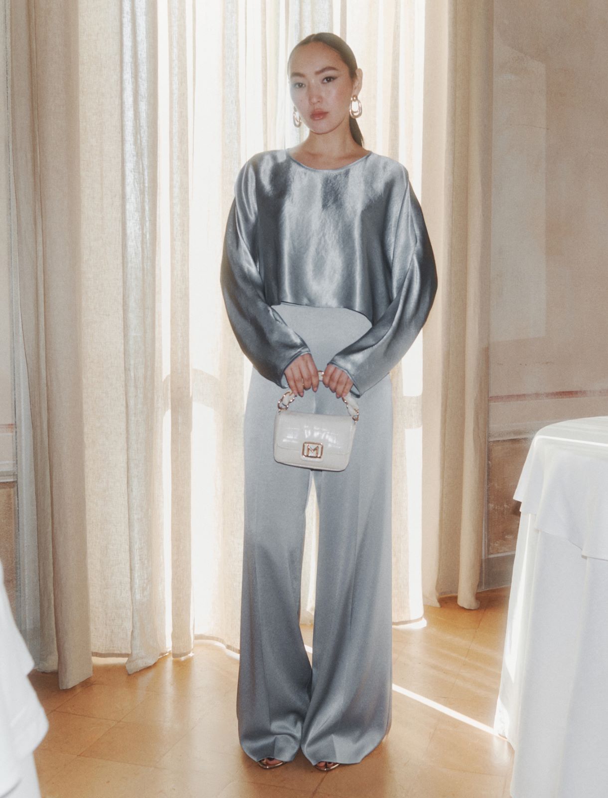 Lightweight satin blouse - DUST BLUE - Marella - 6