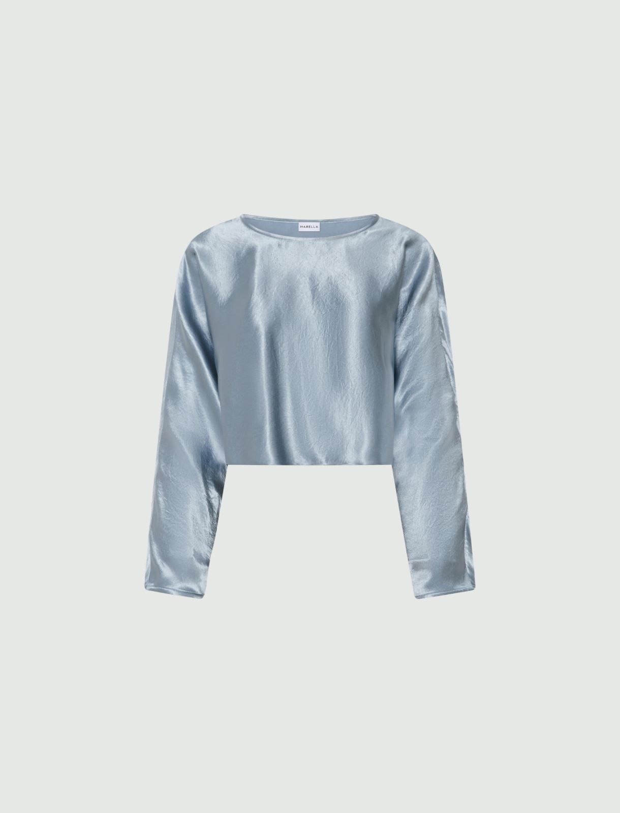 Lightweight satin blouse - DUST BLUE - Marella