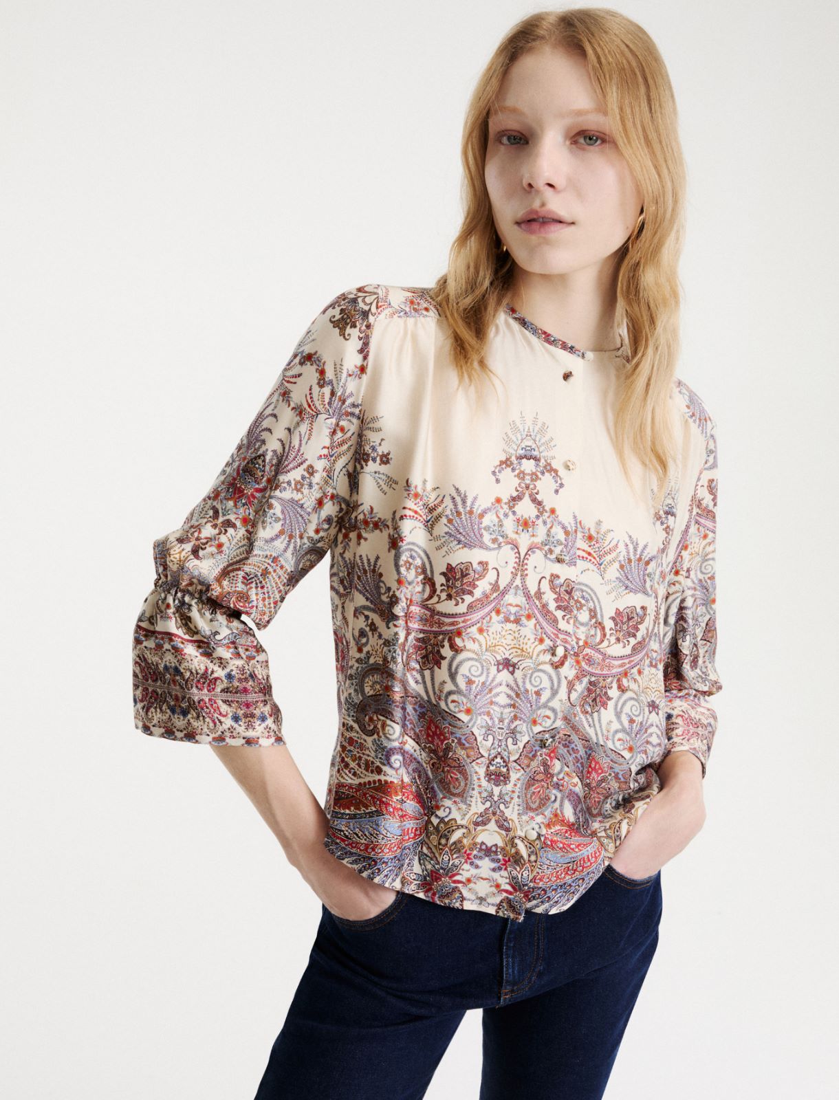 Printed satin shirt - CREAM - Marella - 4