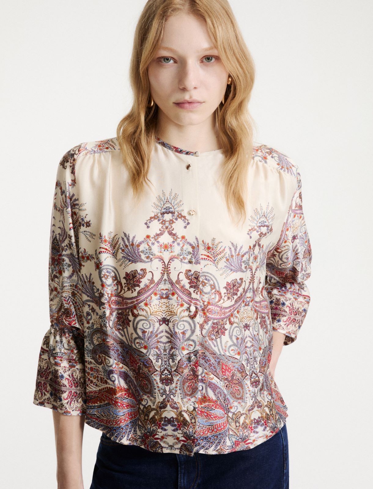Printed satin shirt - CREAM - Marella - 5