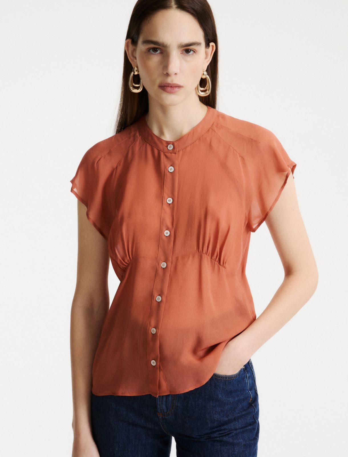 Hemdbluse aus Georgette - TERRAKOTTA - Marella - 4