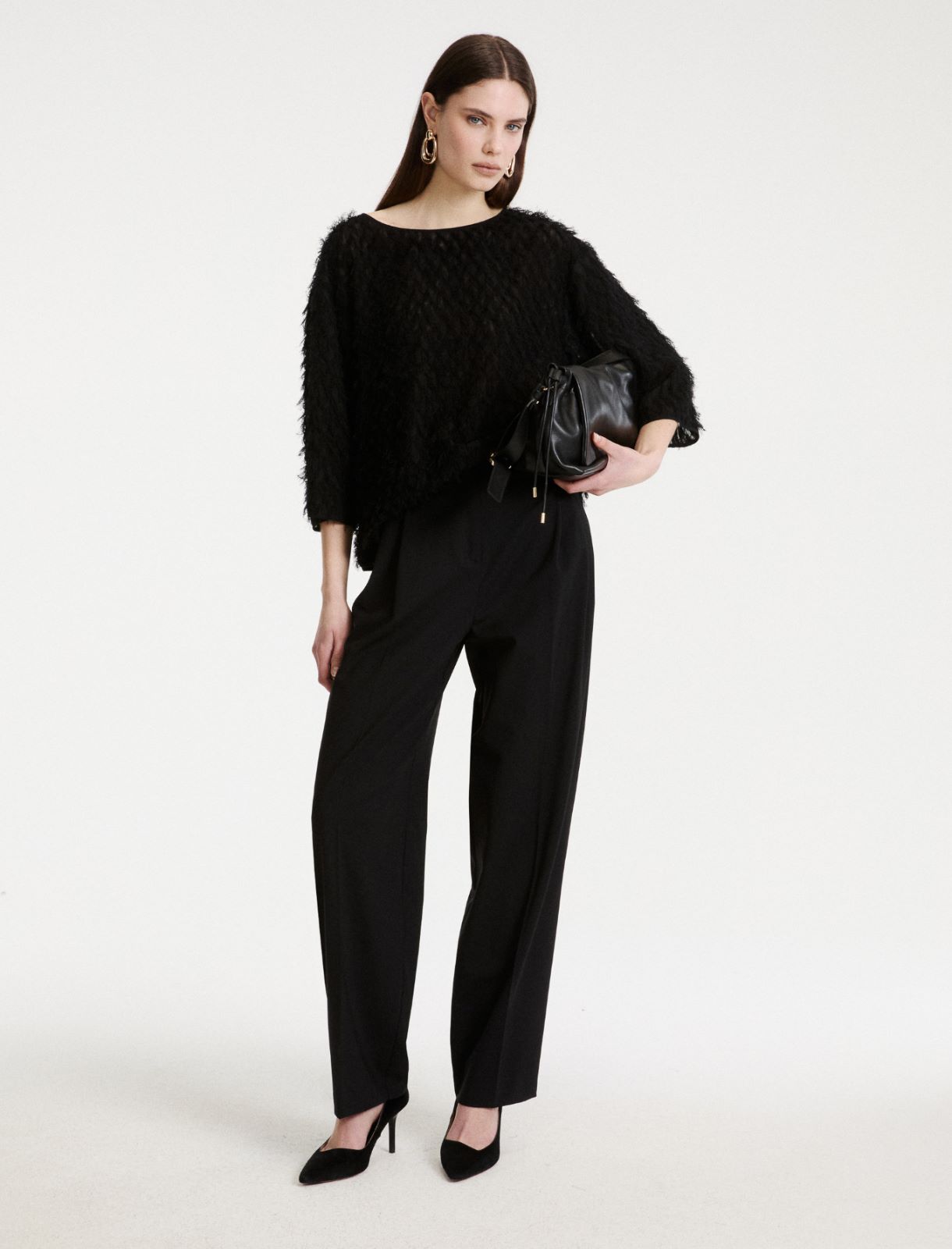 T-shirt in fil coupé - NERO - Marella - 2