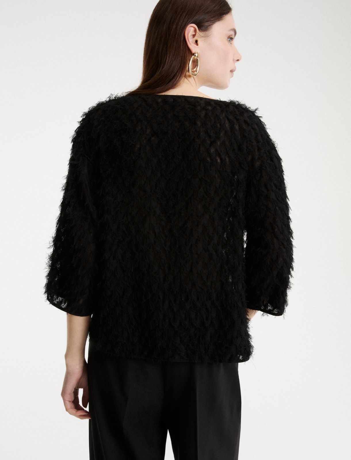 T-shirt in fil coupé - NERO - Marella - 3
