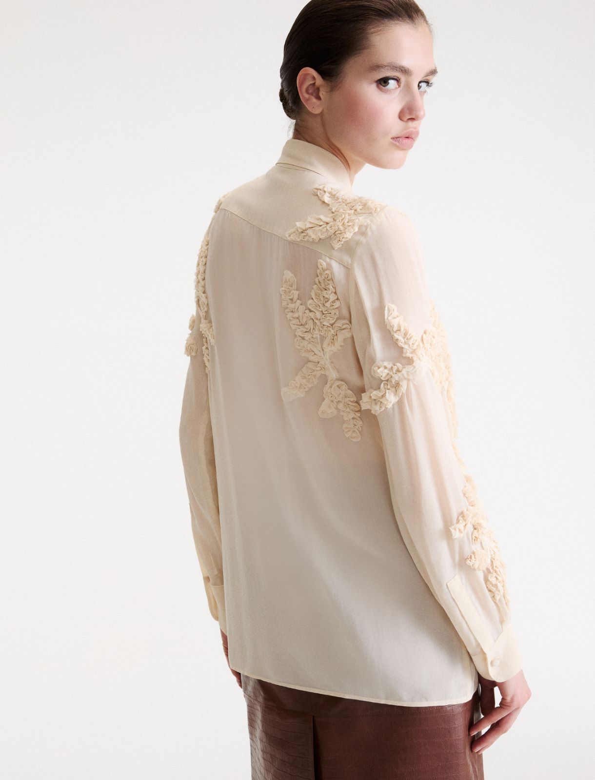 Long embroidered shirt - CREAM - Marella - 3