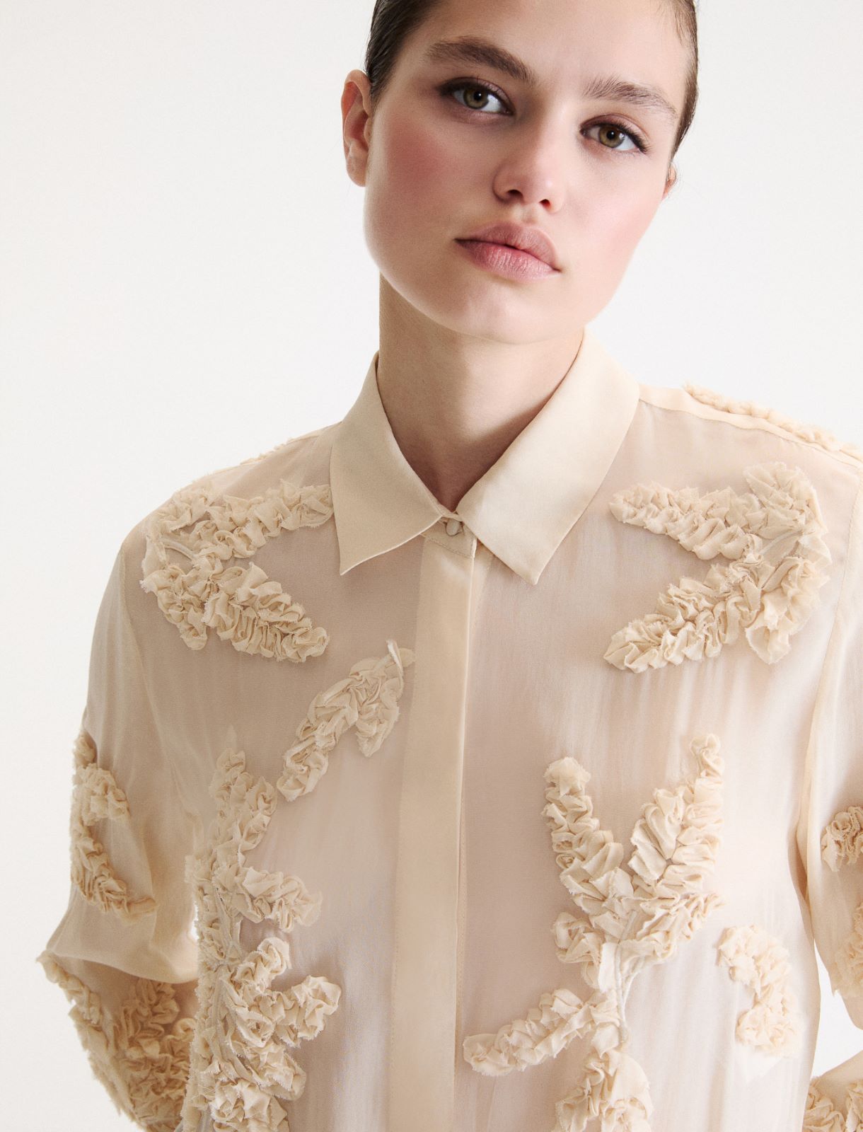 Long embroidered shirt - CREAM - Marella - 5