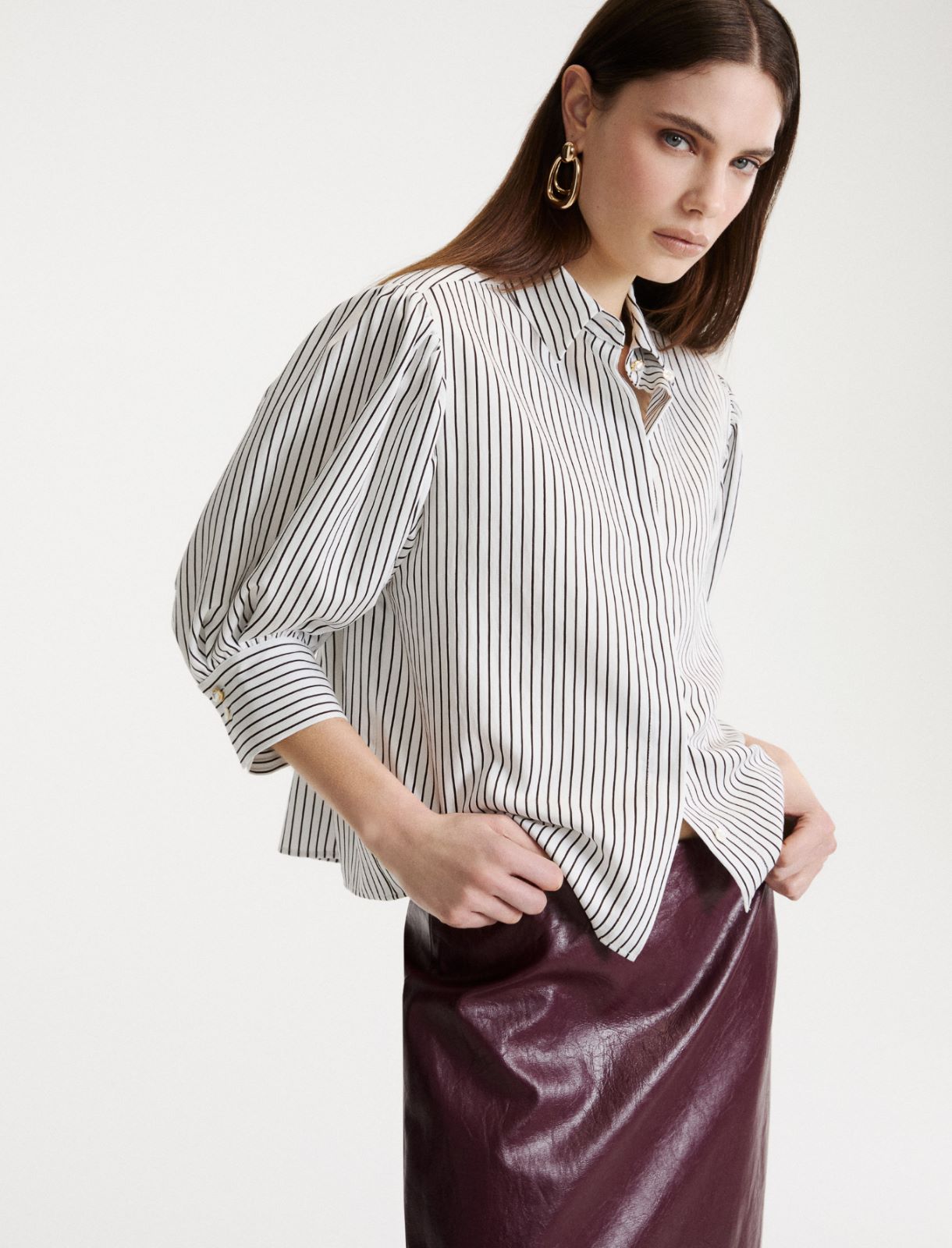 Kurzärmelige Hemdbluse - BRAUN - Marella - 4