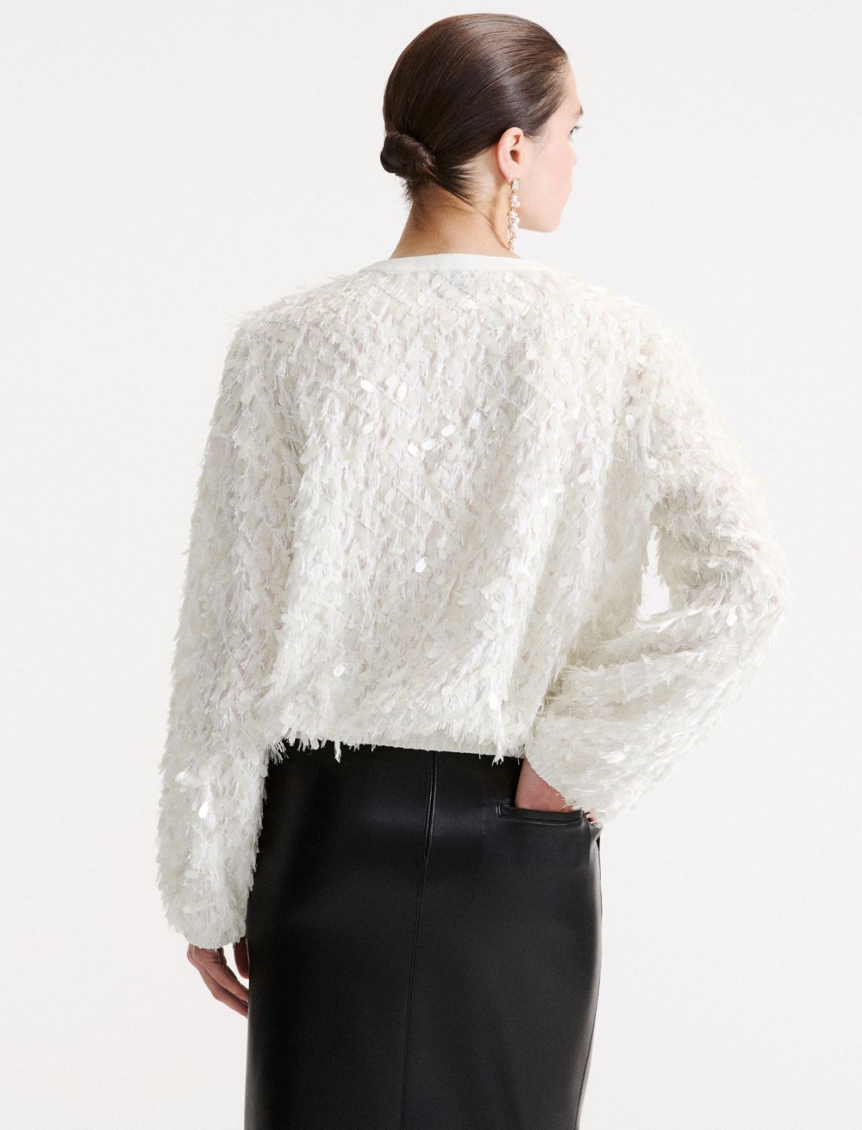 Chemisier en fil coupé à paillettes - BLANC - Marella - 3