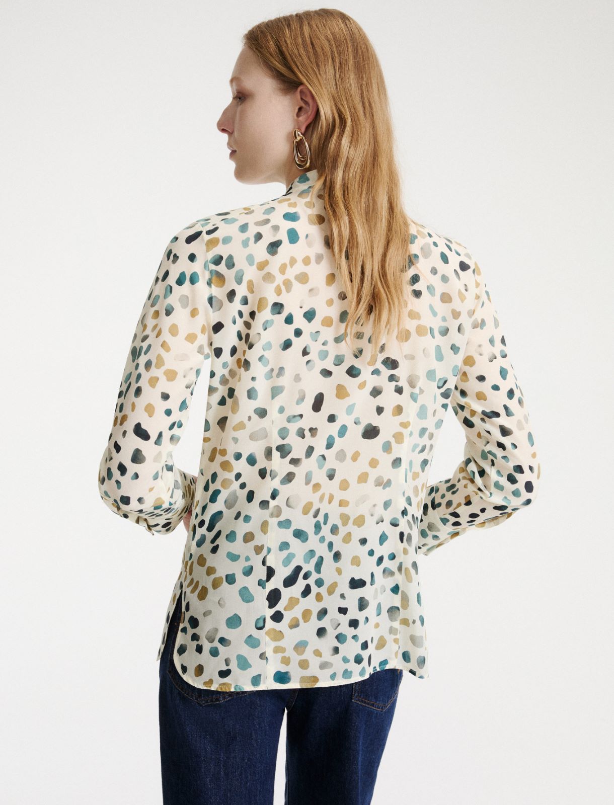 Chemise en pure soie avec lavallière - BLANC - Marella - 3