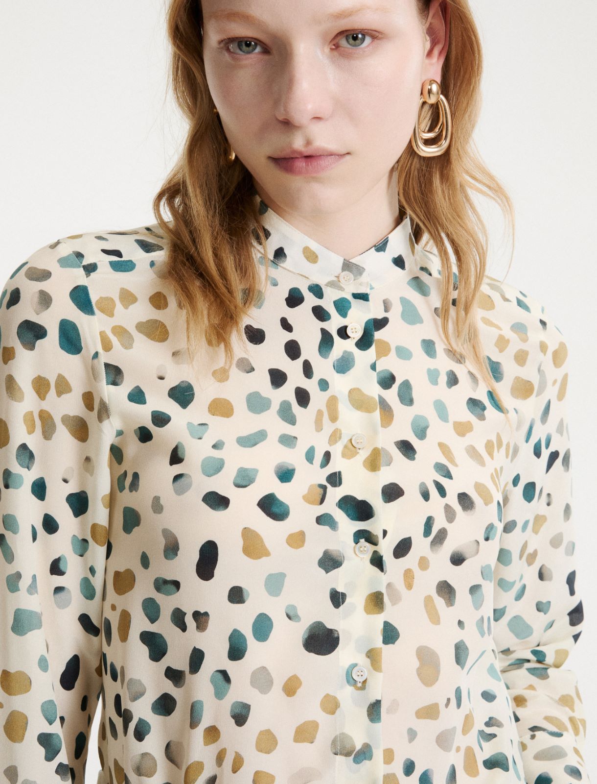 Chemise en pure soie avec lavallière - BLANC - Marella - 5