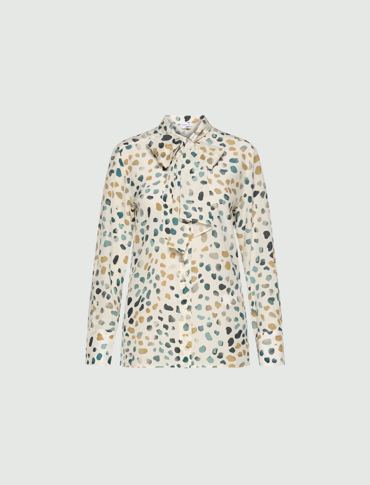 Chemise en pure soie avec lavallière - BLANC - Marella
