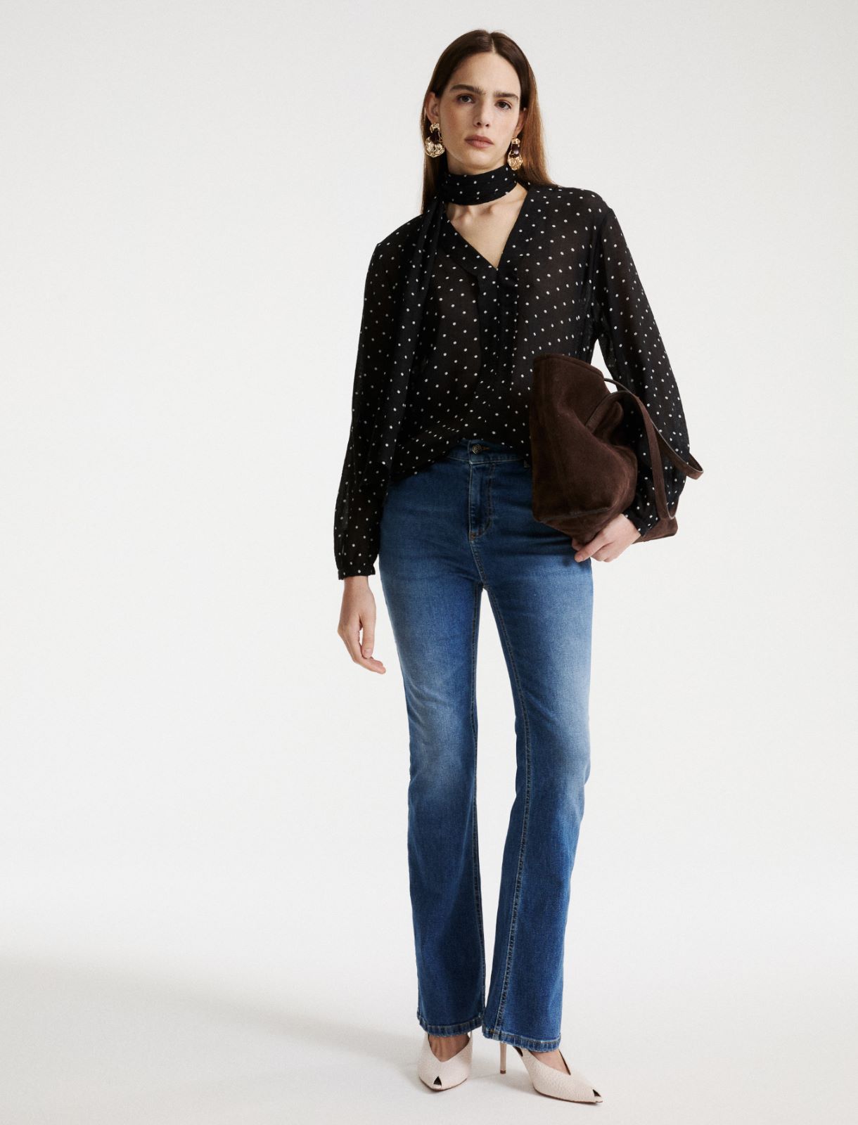 Blusa in creponne stampato - NERO - Marella - 2