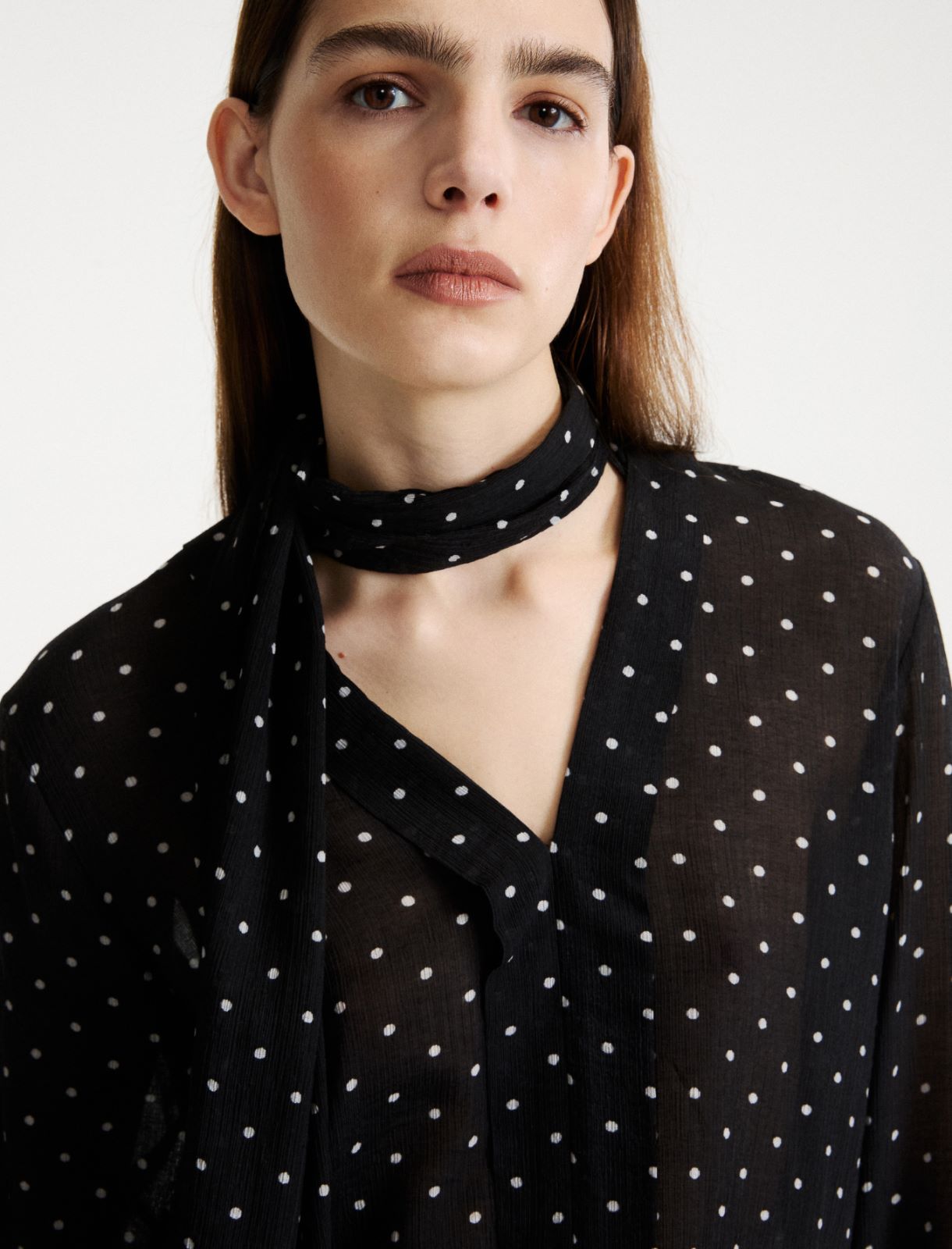 Blusa in creponne stampato - NERO - Marella - 5