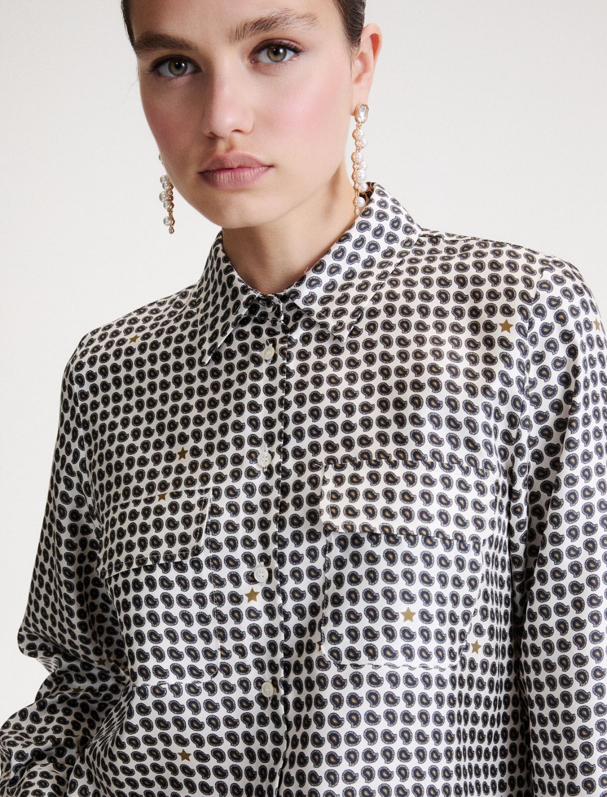 Printed silk shirt - WOOL WHITE - Marella - 5