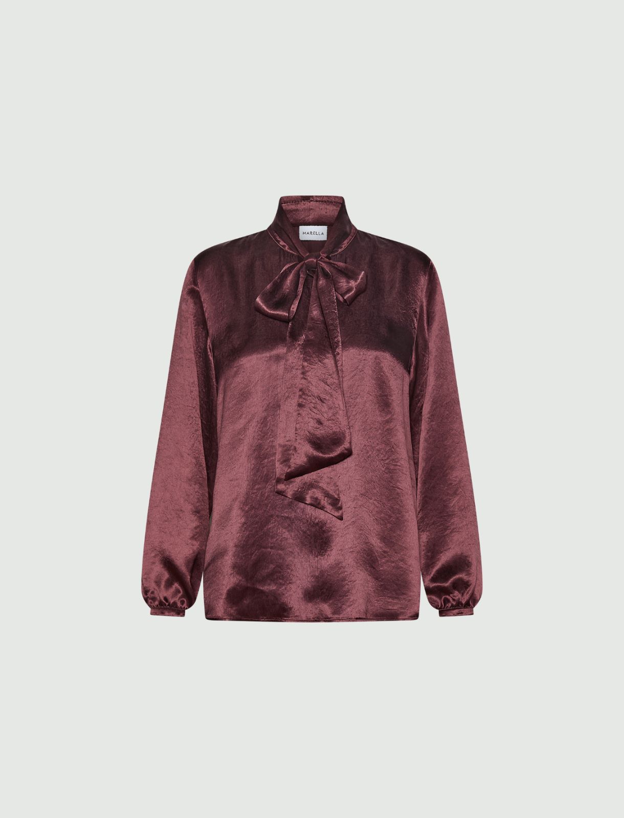 Blusa in raso con sciarpina - MARRONE - Marella