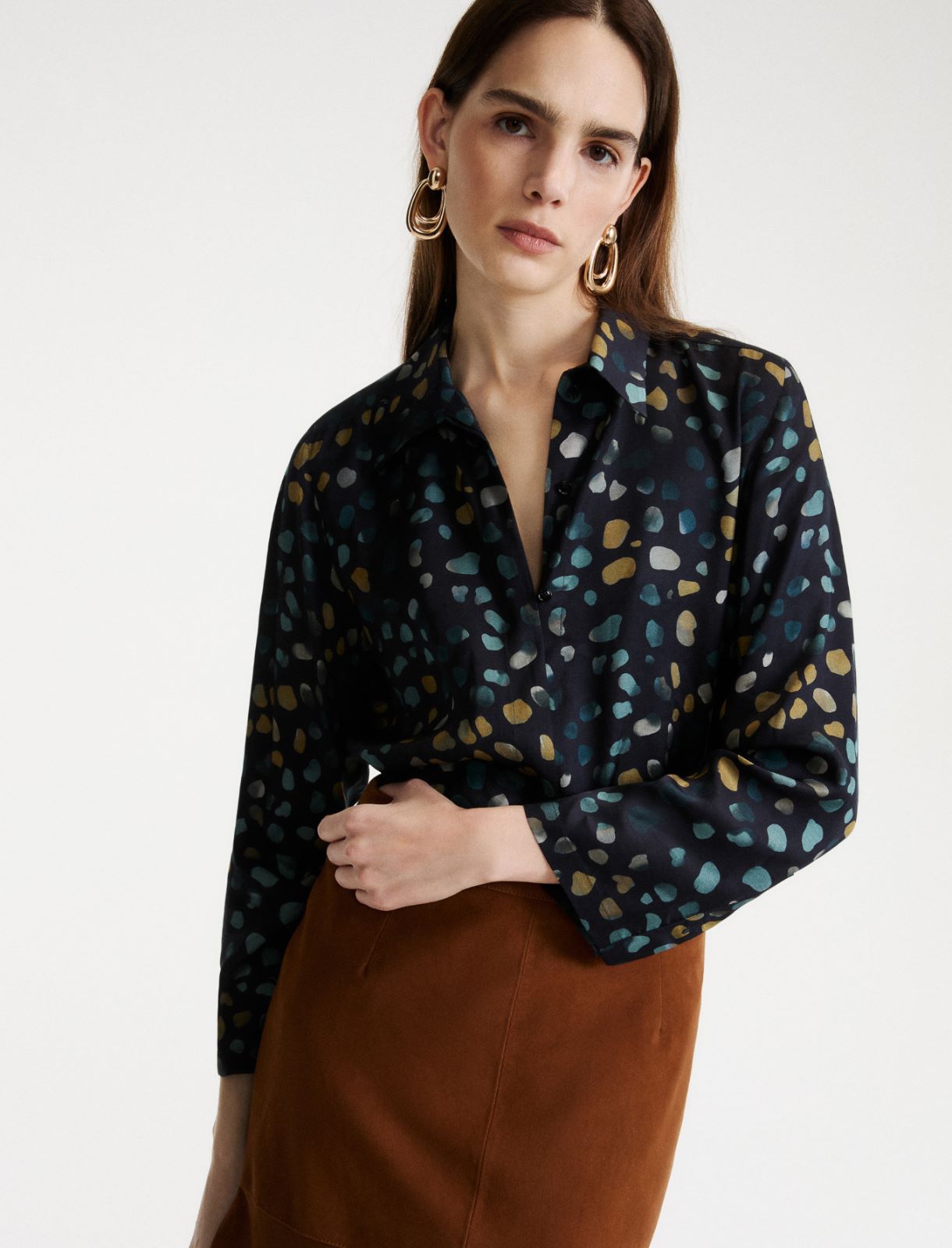 Camicia in twill stampato - NAVY - Marella - 4