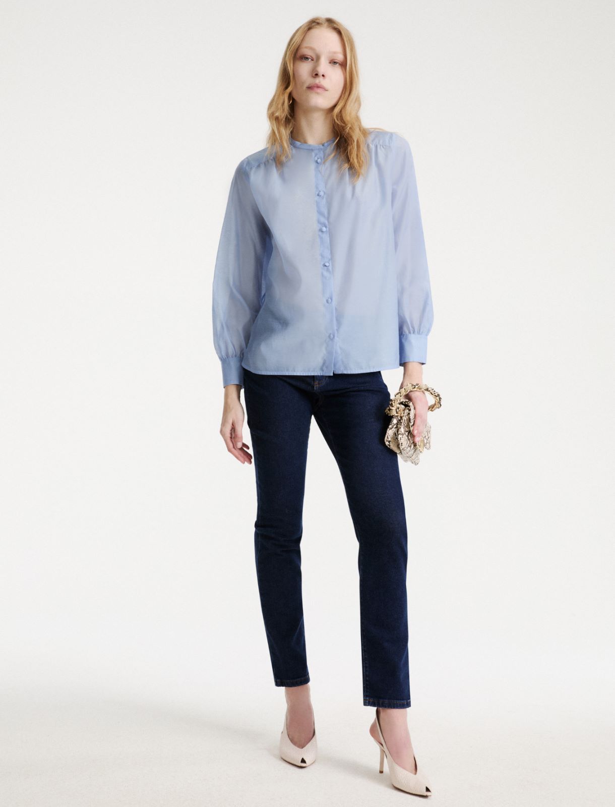 Cotton and silk voile blouse - LIGHT BLUE - Marella - 2