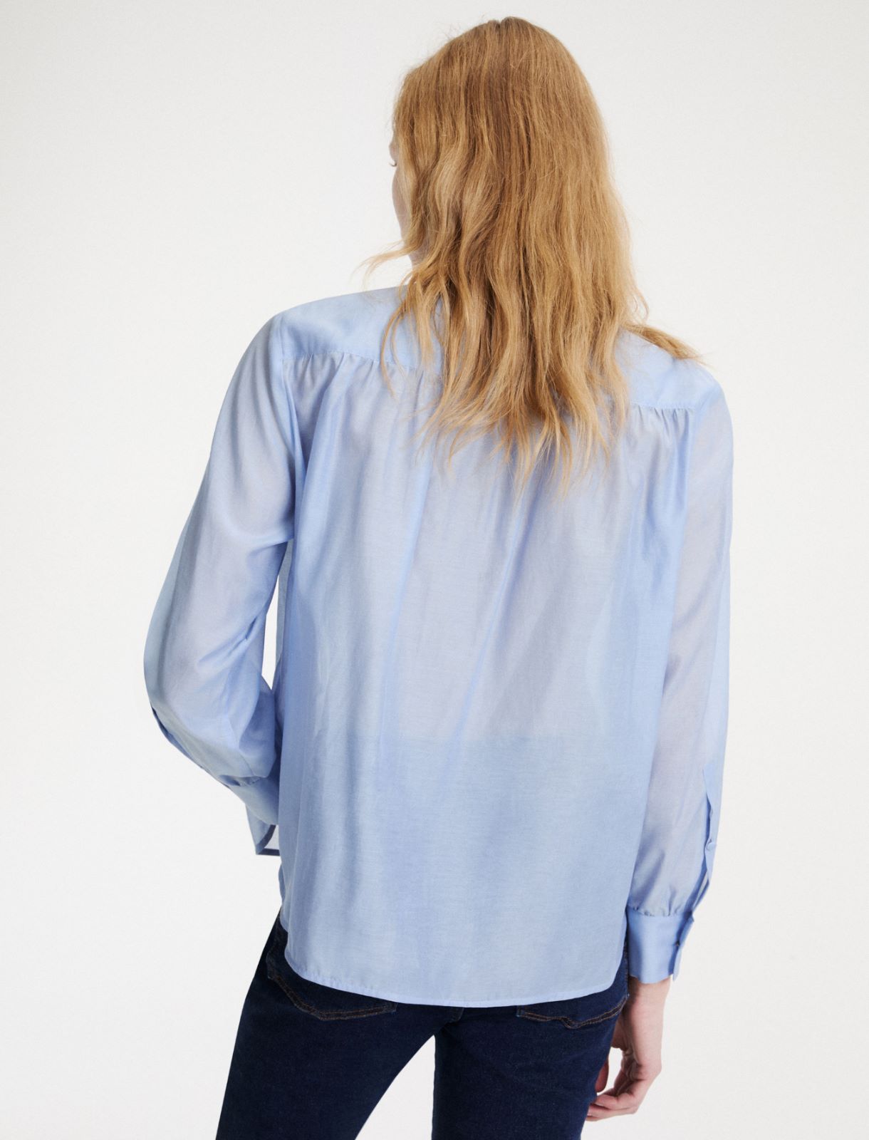 Cotton and silk voile blouse - LIGHT BLUE - Marella - 3