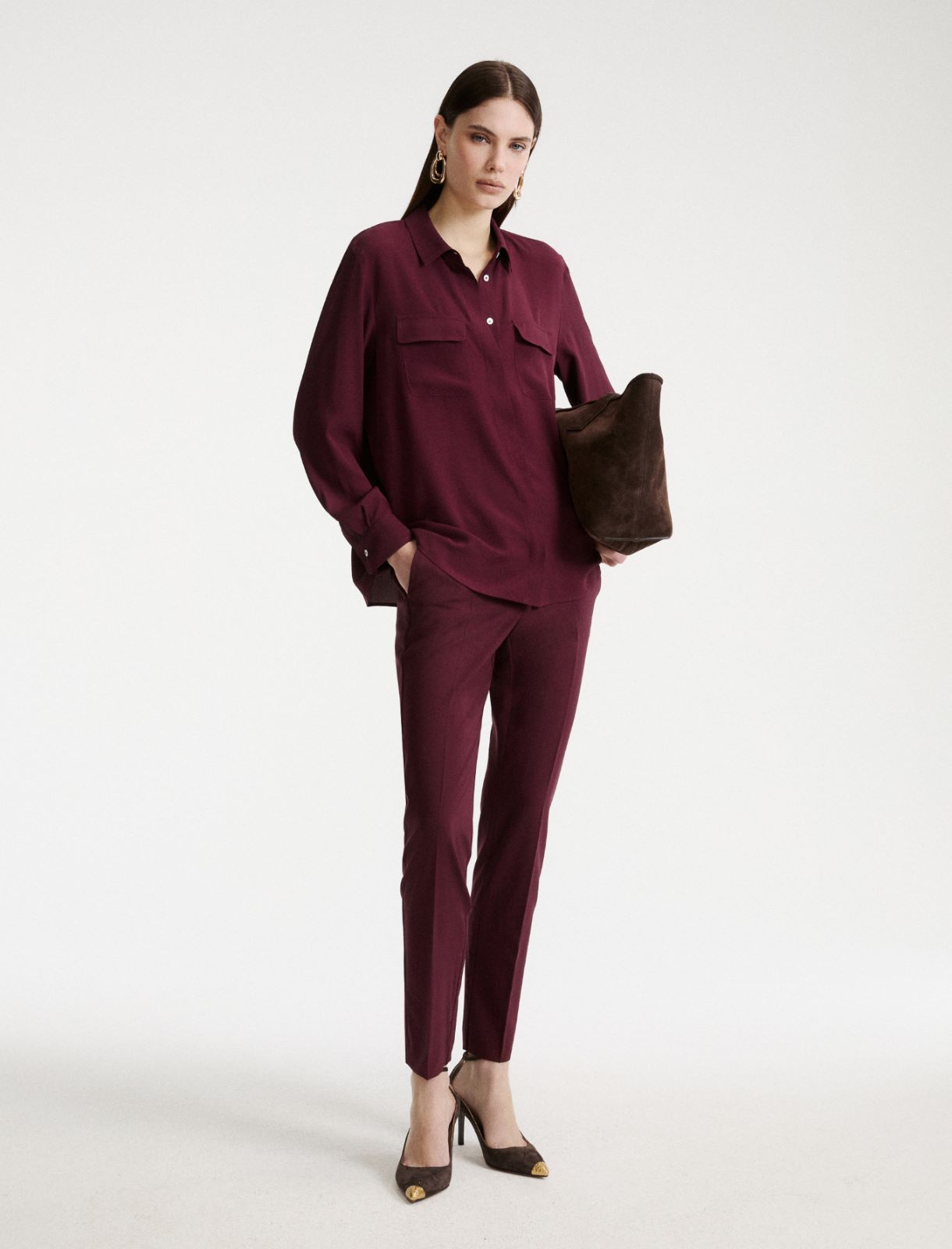 Hemdbluse mit Brusttaschen aus Seidenmischung - BORDEAUX - Marella - 2