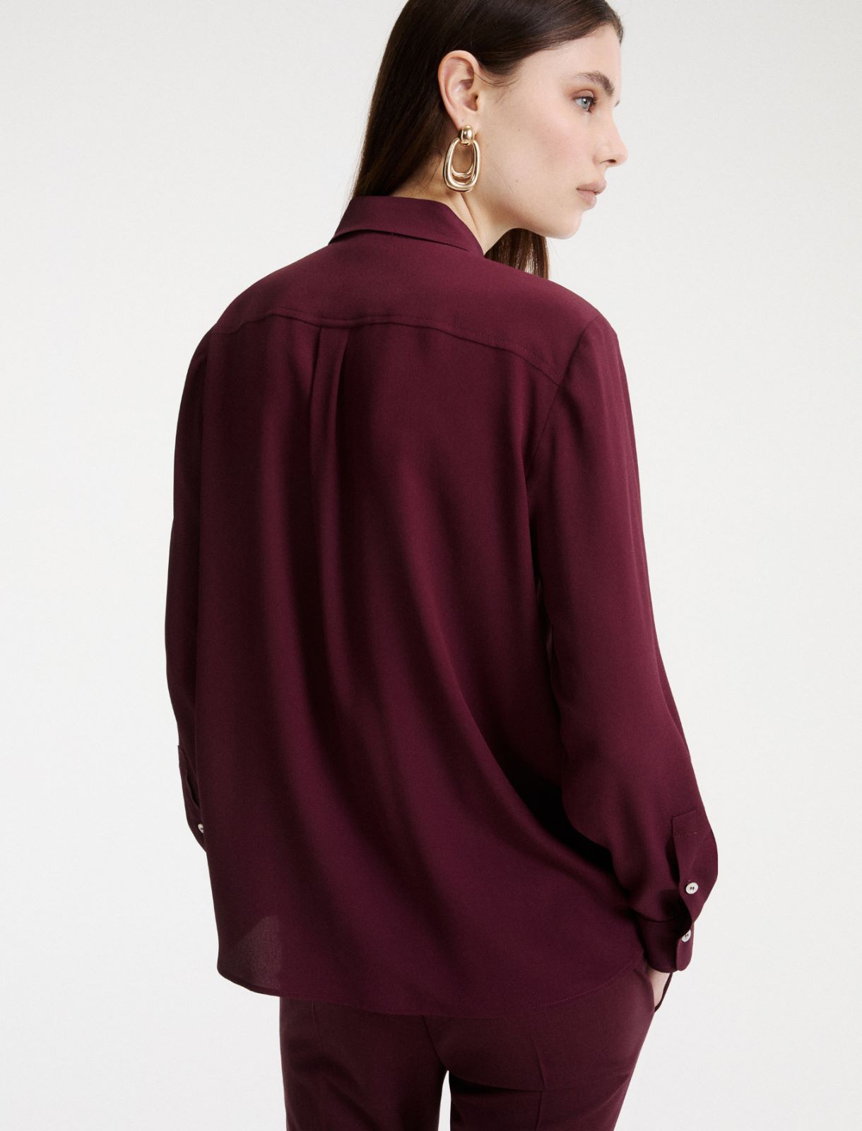Hemdbluse mit Brusttaschen aus Seidenmischung - BORDEAUX - Marella - 3
