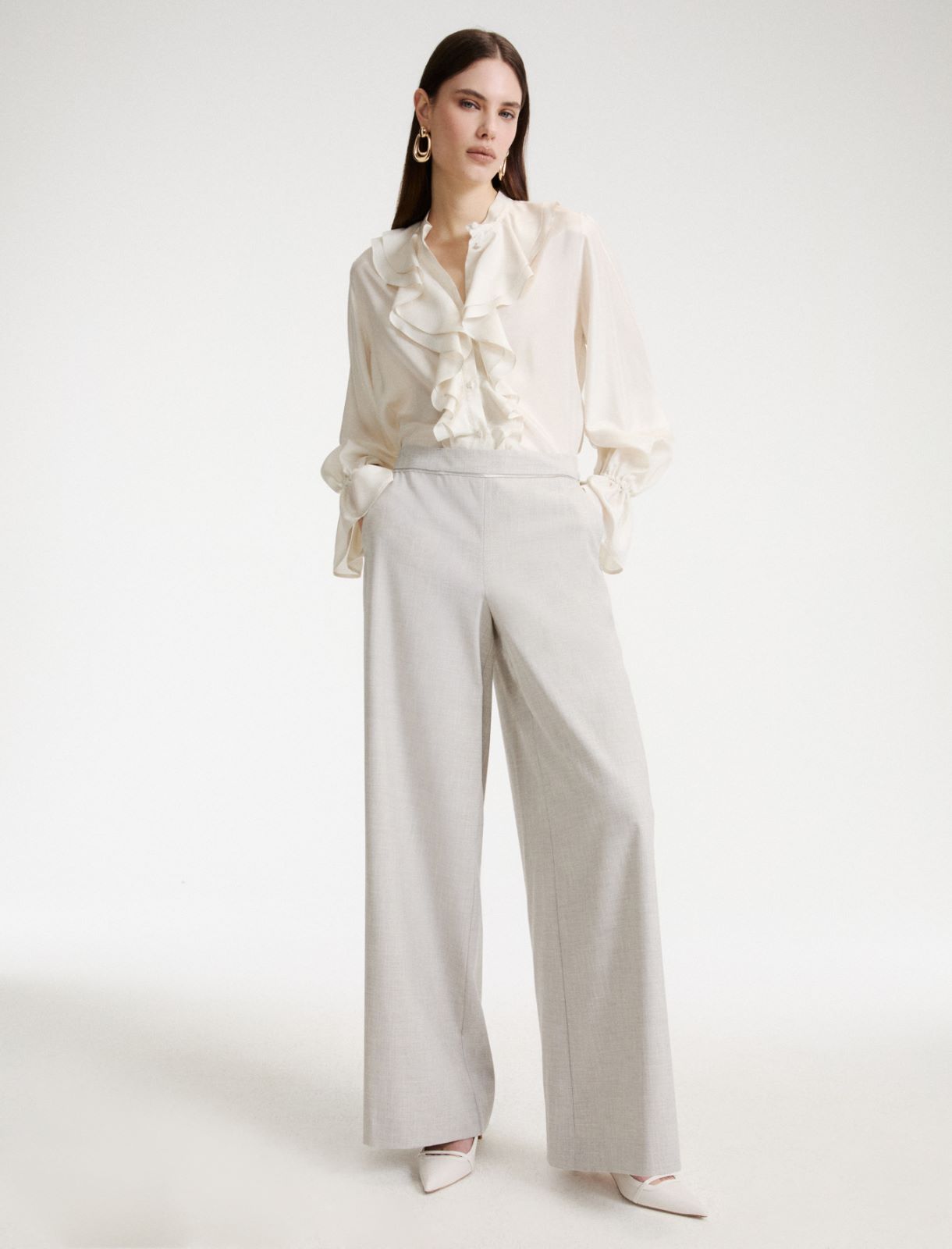 Wide-Leg-Hose - HELLGRAU - Marella - 4