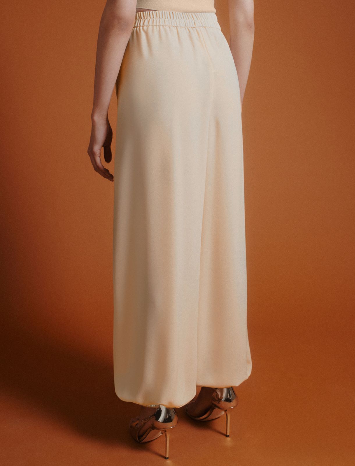 Pantalon jogger en satin - CREME - Marella - 3