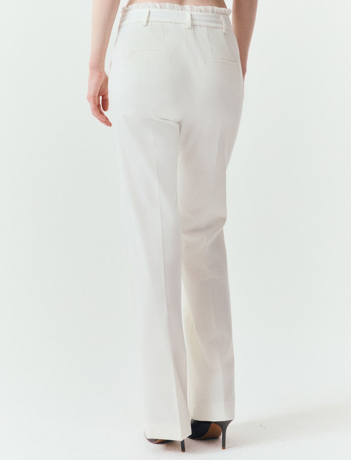 Trousers with a mini ruffle - IVORY - Marella - 3