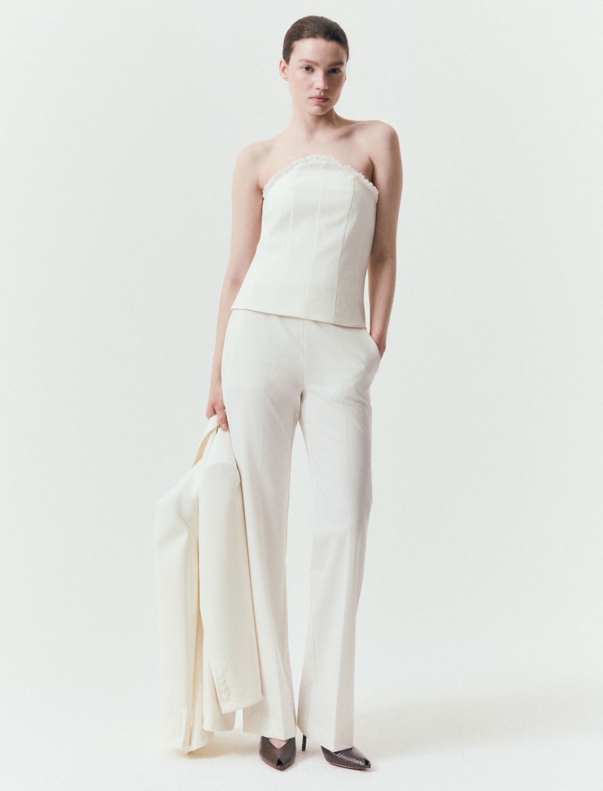 Trousers with a mini ruffle - IVORY - Marella - 4