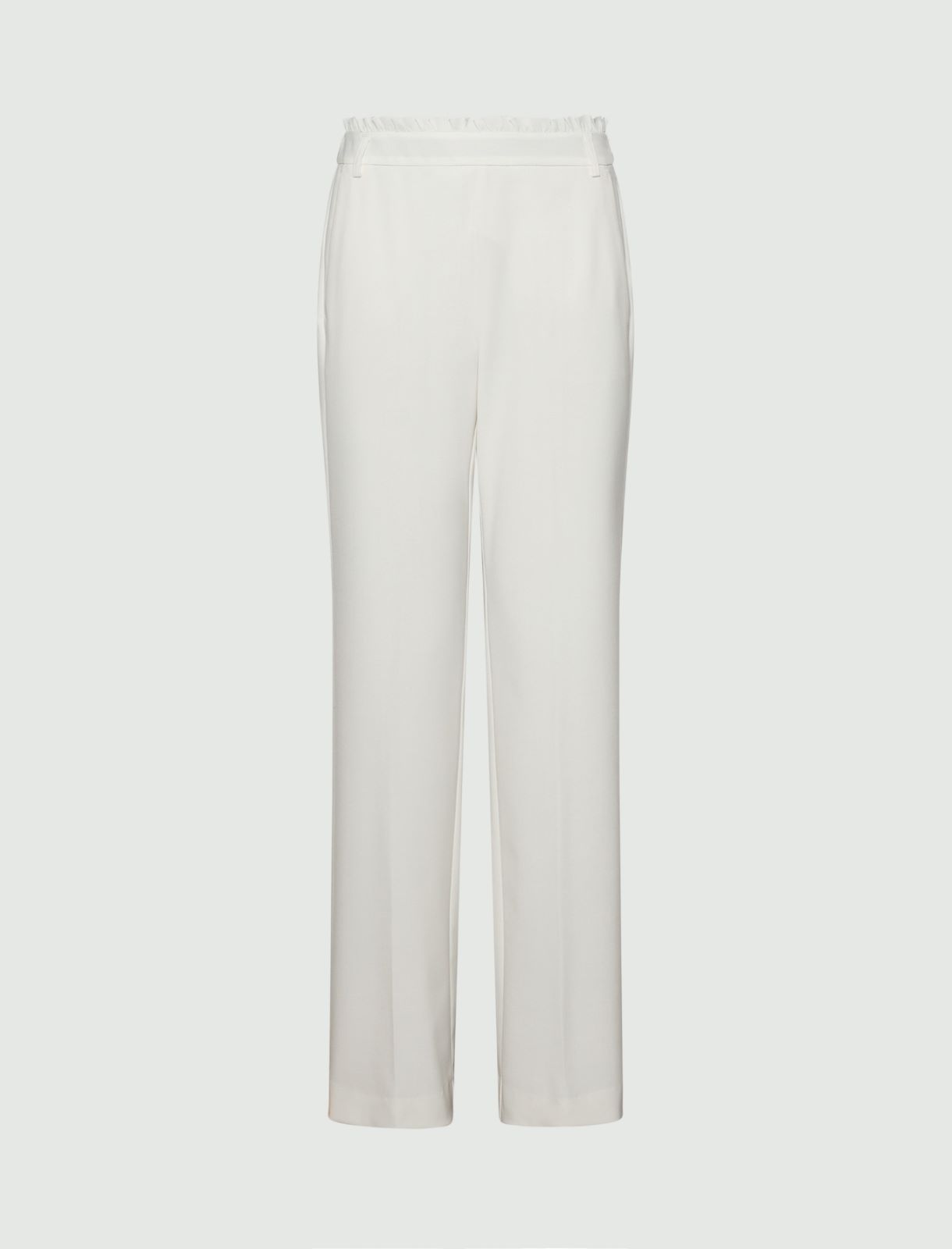 Trousers with a mini ruffle - IVORY - Marella