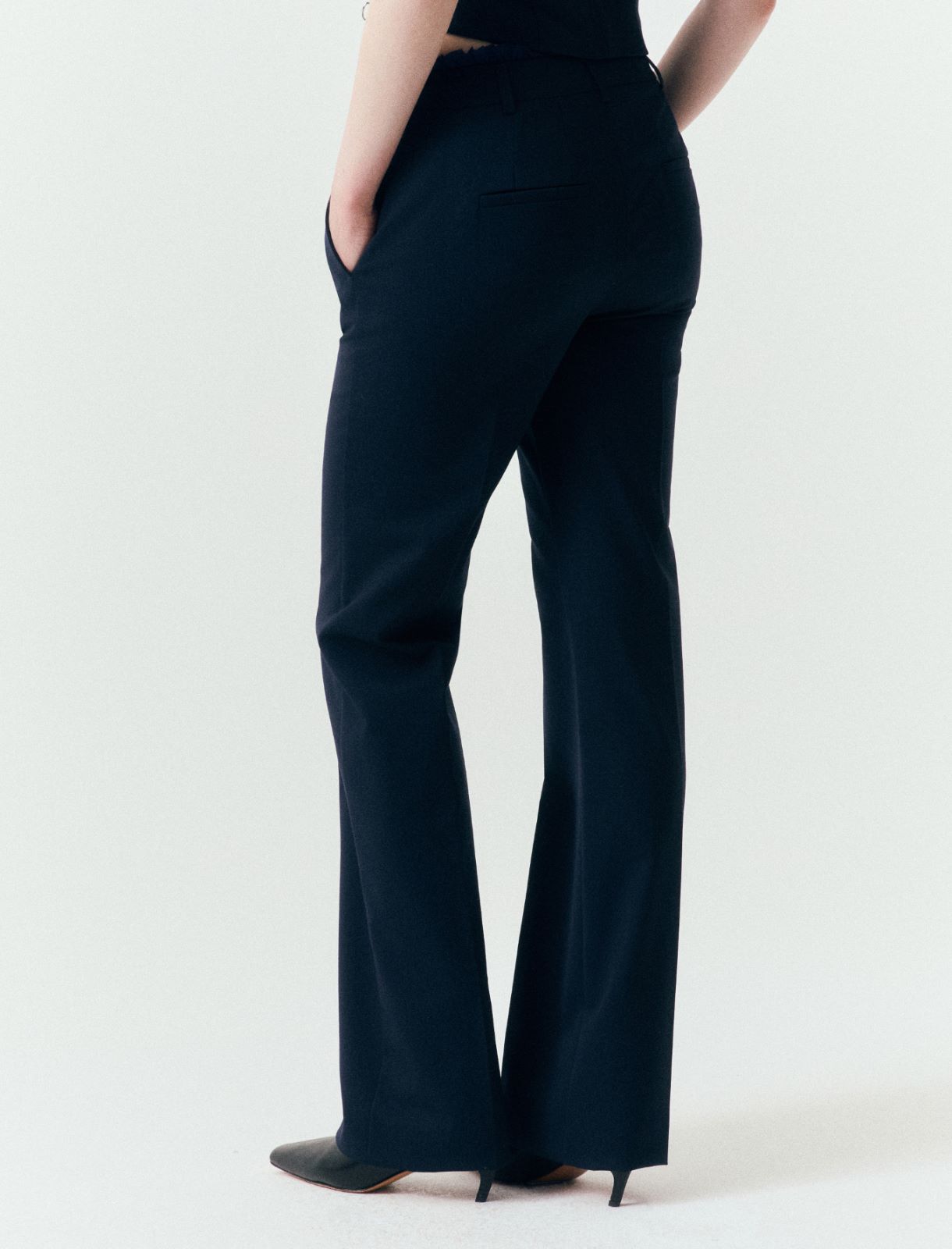 Trousers with a mini ruffle - NAVY - Marella - 3