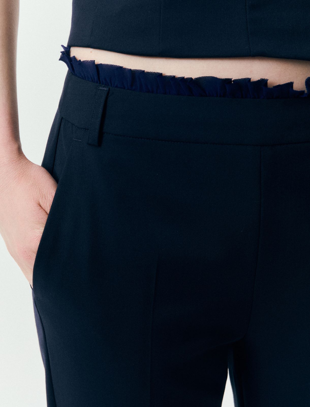 Trousers with a mini ruffle - NAVY - Marella - 5