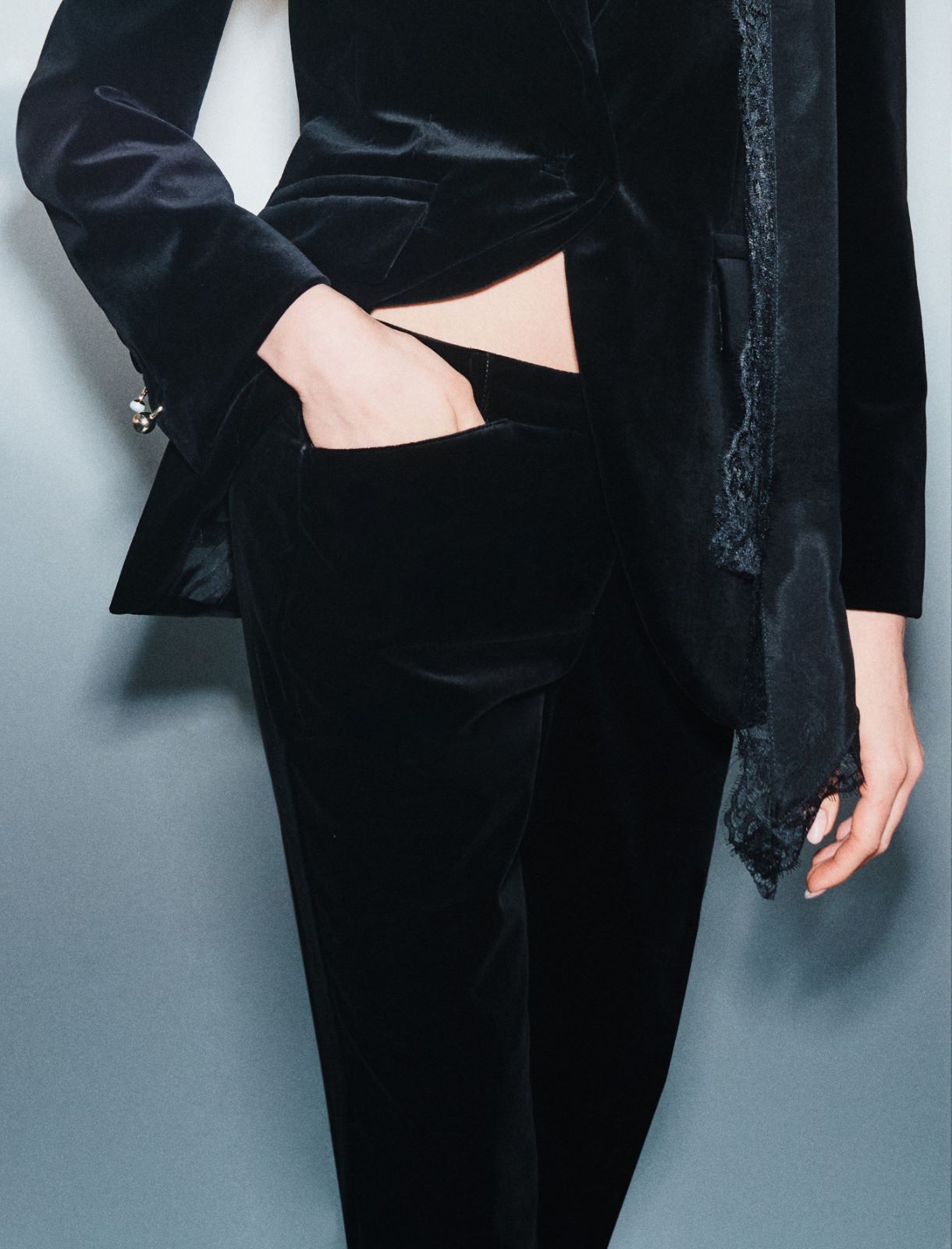 Schmale Samthose - SCHWARZ - Marella - 5