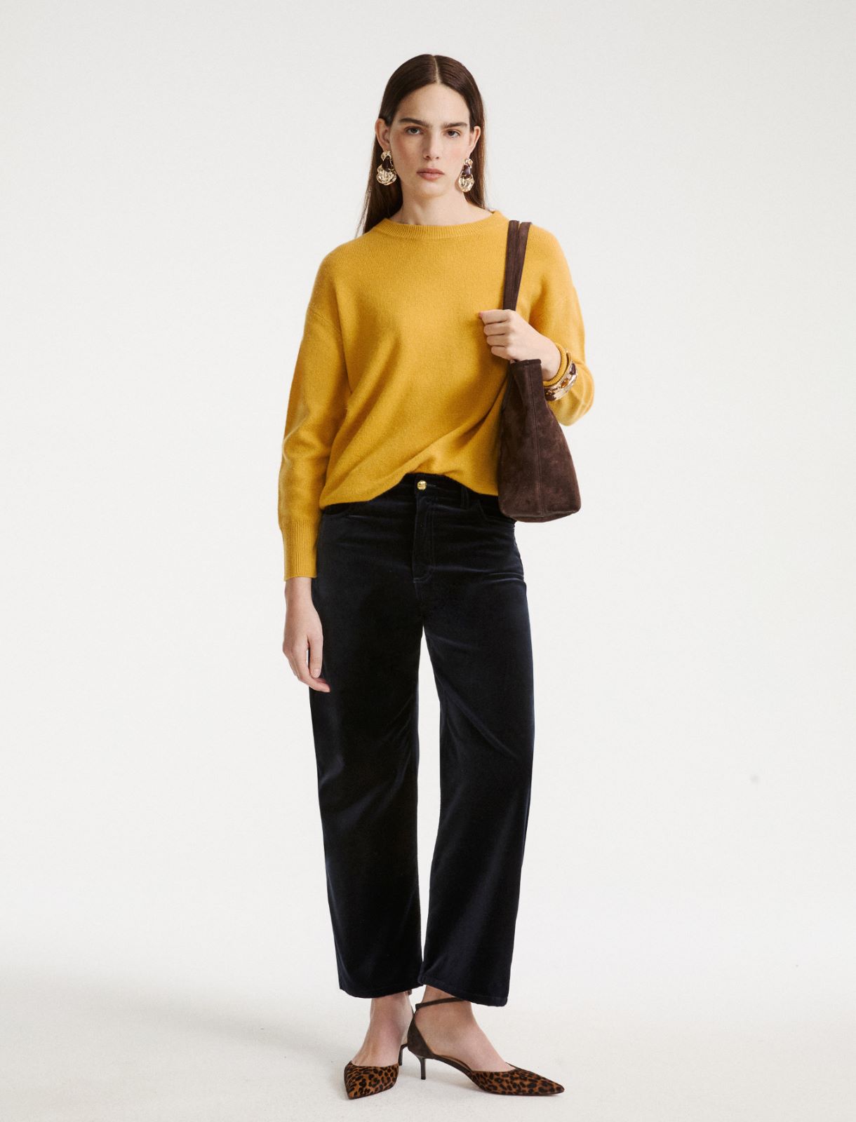 Five-pocket stretch velvet trousers - NAVY - Marella - 2