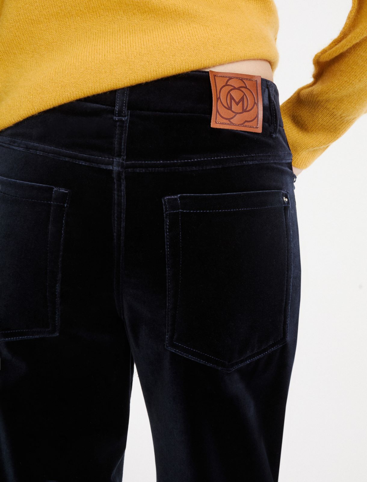 Five-pocket stretch velvet trousers - NAVY - Marella - 5
